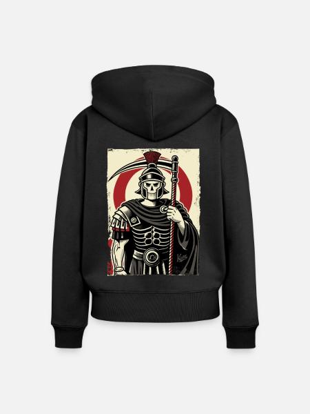 Römischer Sensemann Centurio - Frauen Premium Bio Zip Hoodie - Schwarz