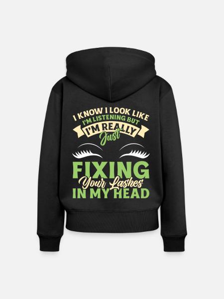 Lash Tech - Frauen Premium Bio Zip Hoodie - Schwarz