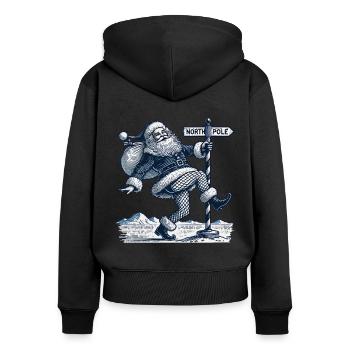 Funny Christmas Pole Dance Santa - Women's Premium Organic Zip Hoodie - black - Back - Julia (174cm)