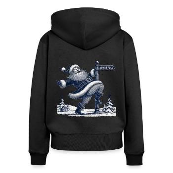 Funny Santa Claus Pole Dance Fun - Women's Premium Organic Zip Hoodie - black - Back - Julia (174cm)