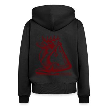 Drôle Yoga Renne Noël Design - Sweat à capuche zippé Premium bio Femme - noir - Dos - Julia (174cm)