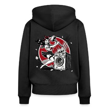Good girl smashes the washing machine - Women's Premium Organic Zip Hoodie - black - Back - Julia (174cm)