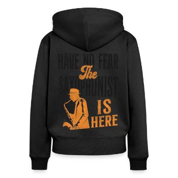 Saxophone Have No Fear The - Frauen Premium Bio Zip Hoodie - Schwarz - Hinten - Julia (174cm)