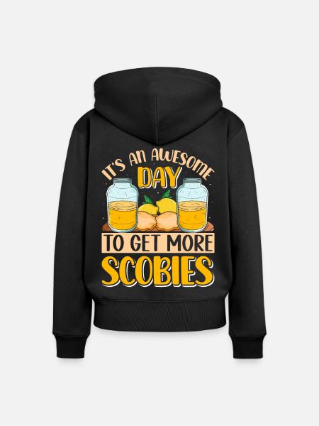 Kombucha Scoby fermented drinks - Frauen Premium Bio Zip Hoodie - Schwarz