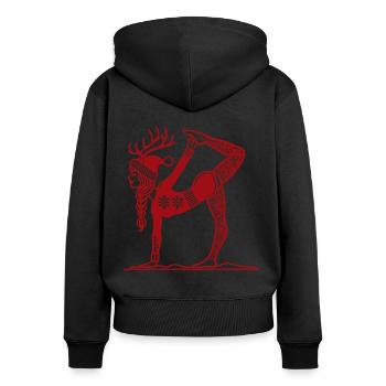 Christmas Yoga Reindeer Motif Relaxed - Women's Premium Organic Zip Hoodie - black - Back - Julia (174cm)