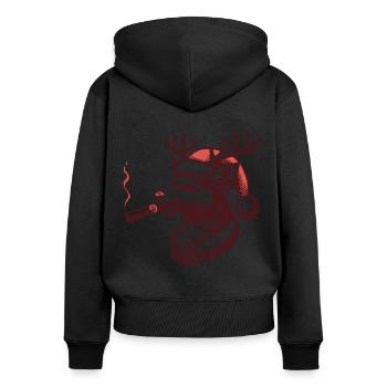 Rentier Papa Mit Weihnachtsmütze - Frauen Premium Bio Zip Hoodie - Schwarz - Hinten - Julia (174cm)
