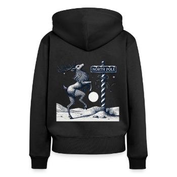 Lustiges Pole Dance Rentier Weihnachten - Frauen Premium Bio Zip Hoodie - Schwarz - Hinten - Julia (174cm)
