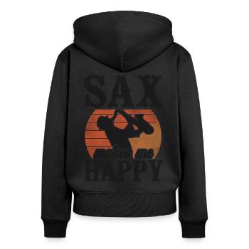 Saxophone Pun Sax Makes Me Smile - Women's Premium Organic Zip Hoodie - black - Back - Julia (174cm)