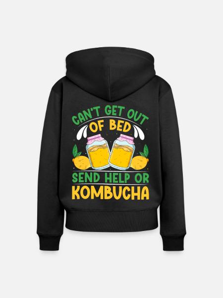 Kombucha Scoby fermented drinks - Frauen Premium Bio Zip Hoodie - Schwarz