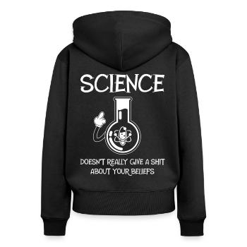 Étudiant en humour scientifique, Physique, Chimie - Sweat à capuche zippé Premium bio Femme - noir - Dos - Julia (174cm)