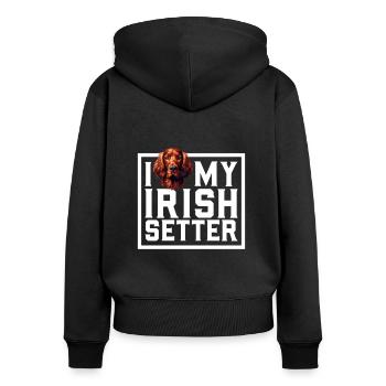 Ich liebe meinen Irish Red Setter - Frauen Premium Bio Zip Hoodie - Schwarz - Hinten - Julia (174cm)