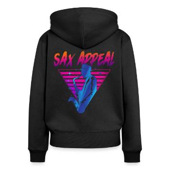Saxophone Retro Vintage Sax Appeal - Frauen Premium Bio Zip Hoodie - Schwarz - Hinten - Julia (174cm)