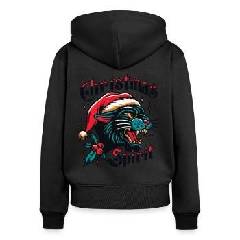 Esthétique streetwear de Noël Panther - Sweat à capuche zippé Premium bio Femme - noir - Dos - Julia (174cm)