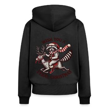 Je vous souhaite un Noël sauvage - Sweat à capuche zippé Premium bio Femme - noir - Dos - Julia (174cm)