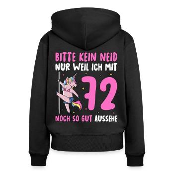 Please No Envy 72 Birthday - Women's Premium Organic Zip Hoodie - black - Back - Julia (174cm)
