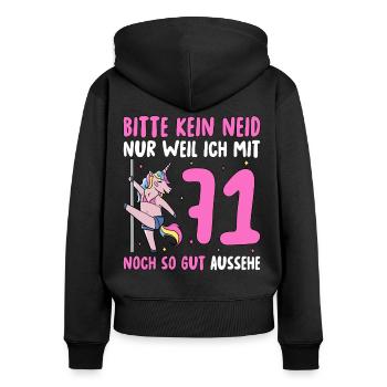 Please No Envy 71 Birthday - Women's Premium Organic Zip Hoodie - black - Back - Julia (174cm)