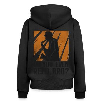 Saxophone Do You Even Reed, Bro? - Frauen Premium Bio Zip Hoodie - Schwarz - Hinten - Julia (174cm)