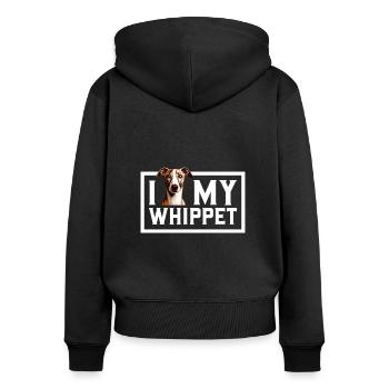 Ich liebe meinen Whippet - Frauen Premium Bio Zip Hoodie - Schwarz - Hinten - Julia (174cm)