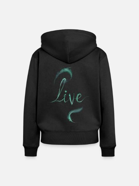 lebender grüner Staub - Frauen Premium Bio Zip Hoodie - Schwarz