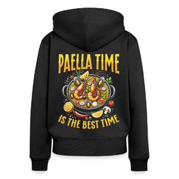 Paella Spanische Küche Meeresfrüchte - Frauen Premium Bio Zip Hoodie - Schwarz - Hinten - Julia (174cm)