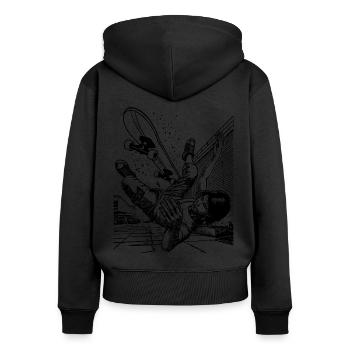 Big Case – Dynamics and Humor in a Skater T-Shirt - Women's Premium Organic Zip Hoodie - black - Back - Julia (174cm)