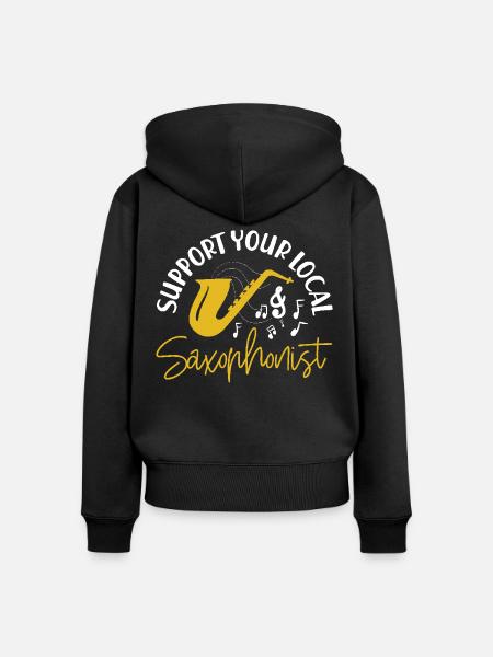 Saxophone Support Your Local - Frauen Premium Bio Zip Hoodie - Schwarz