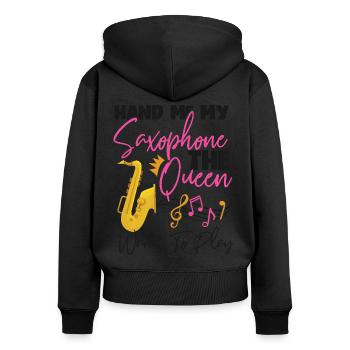 Saxophone Hand Me My Saxophone The - Frauen Premium Bio Zip Hoodie - Schwarz - Hinten - Julia (174cm)