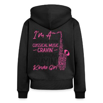 Saxophone I'm A Orchestra Lovin' - Frauen Premium Bio Zip Hoodie - Schwarz - Hinten - Julia (174cm)