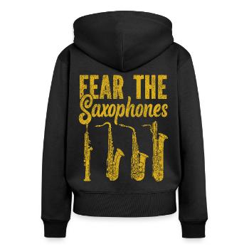Saxophone Fear The Saxophones - Women's Premium Organic Zip Hoodie - black - Back - Julia (174cm)