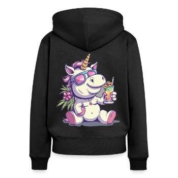 Colorful Refreshing Cocktail Unicorn - Women's Premium Organic Zip Hoodie - black - Back - Julia (174cm)