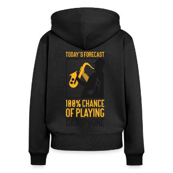 Saxophone Today's Forecast 100% - Frauen Premium Bio Zip Hoodie - Schwarz - Hinten - Julia (174cm)