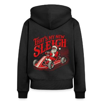 Plaisir de Noël en karting dans le nouveau traîneau - Sweat à capuche zippé Premium bio Femme - noir - Dos - Julia (174cm)