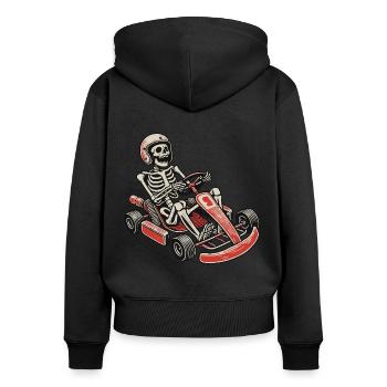 Funny Skeleton Go-Kart Driver Adventure - Women's Premium Organic Zip Hoodie - black - Back - Julia (174cm)