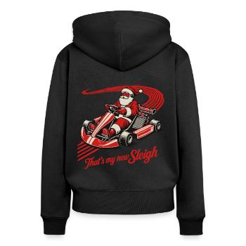 Christmas go-kart fun in retro style - Women's Premium Organic Zip Hoodie - black - Back - Julia (174cm)