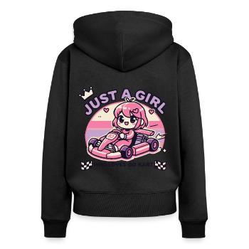 A Girl Who Loves Go-Kart Anime Style - Women's Premium Organic Zip Hoodie - black - Back - Julia (174cm)