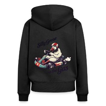 Crazy Goose Go-Kart Fun Gas - Sweat à capuche zippé Premium bio Femme - noir - Dos - Julia (174cm)