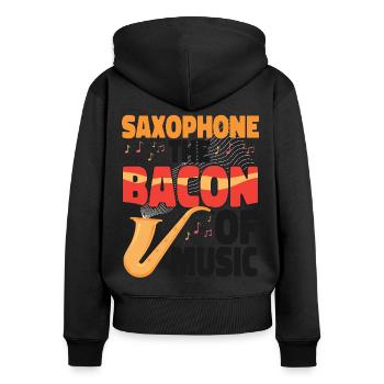 Saxophones Saxophones The Bacon Of - Women's Premium Organic Zip Hoodie - black - Back - Julia (174cm)