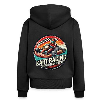 Kart-Racing Günstiger Als Therapie Go-Kart Spaß - Frauen Premium Bio Zip Hoodie - Schwarz - Hinten - Julia (174cm)