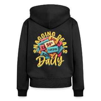 Couponing Coupon Snagging Deals Daily - Women's Premium Organic Zip Hoodie - black - Back - Julia (174cm)