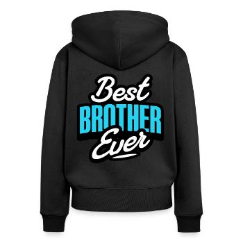 Bester Bruder - Frauen Premium Bio Zip Hoodie - Schwarz - Hinten - Julia (174cm)