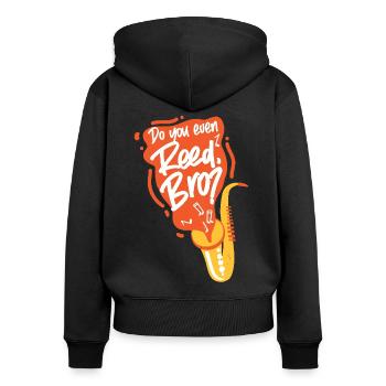 Saxophone Do You Even Reed, Bro? - Frauen Premium Bio Zip Hoodie - Schwarz - Hinten - Julia (174cm)