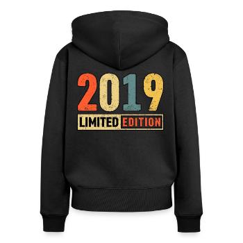 Edition Limitée 2019 - Sweat à capuche zippé Premium bio Femme - noir - Dos - Julia (174cm)