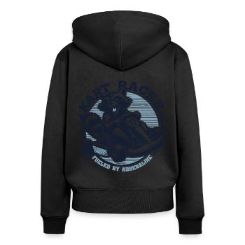 Go-Kart Racer Mit Nervenkitzel - Frauen Premium Bio Zip Hoodie - Schwarz - Hinten - Julia (174cm)
