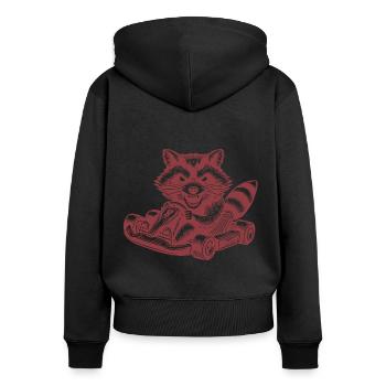 Racer raton laveur sur kart style rétro - Sweat à capuche zippé Premium bio Femme - noir - Dos - Julia (174cm)