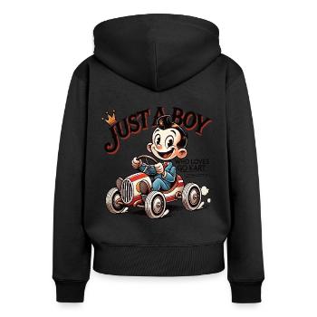 Juste un garçon qui aime le style de dessin animé Go-Kart - Sweat à capuche zippé Premium bio Femme - noir - Dos - Julia (174cm)