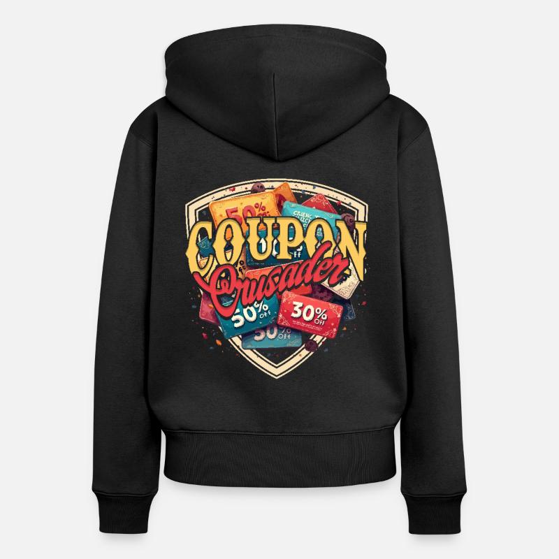 Couponing Coupon Coupon Crusader - Sweat à capuche zippé Premium bio Femme - noir