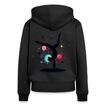 Turnen Gymnastik Turnerin Akrobatik - Frauen Premium Bio Zip Hoodie - Schwarz - Hinten - Julia (174cm)
