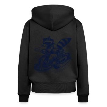Vintage Go-Kart Design Raccoon Racer - Sweat à capuche zippé Premium bio Femme - noir - Dos - Julia (174cm)