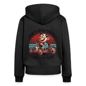 Je n’ai pas besoin de thérapie, j’ai un kart - Sweat à capuche zippé Premium bio Femme - noir - Dos - Julia (174cm)