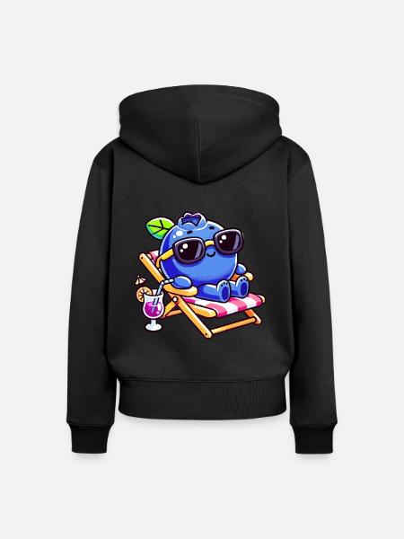 blueberry whisperer, blueberry - Frauen Premium Bio Zip Hoodie - Schwarz